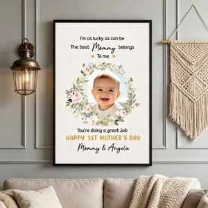 Personalized Wall Art Poster With Names & Photo | Creative Happy 1st Mother’s Day Gift For New Mom