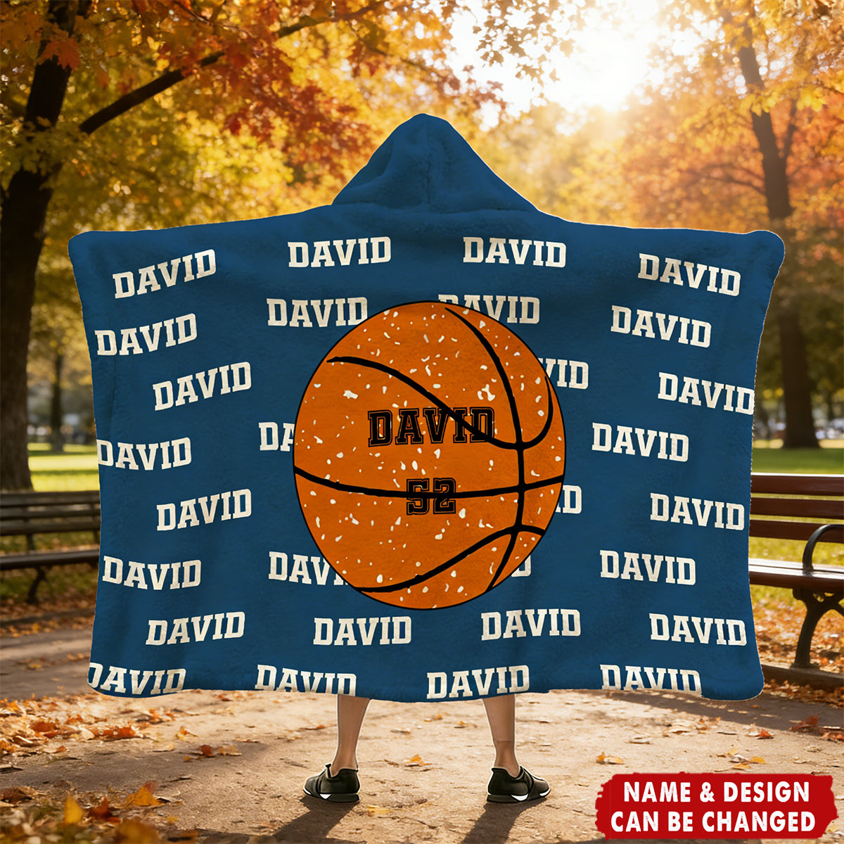 Personalized Balls Design Hooded Blanket With Name & Number - Birthday | Christmas | Game Day Gift For Sports Fan & Kids