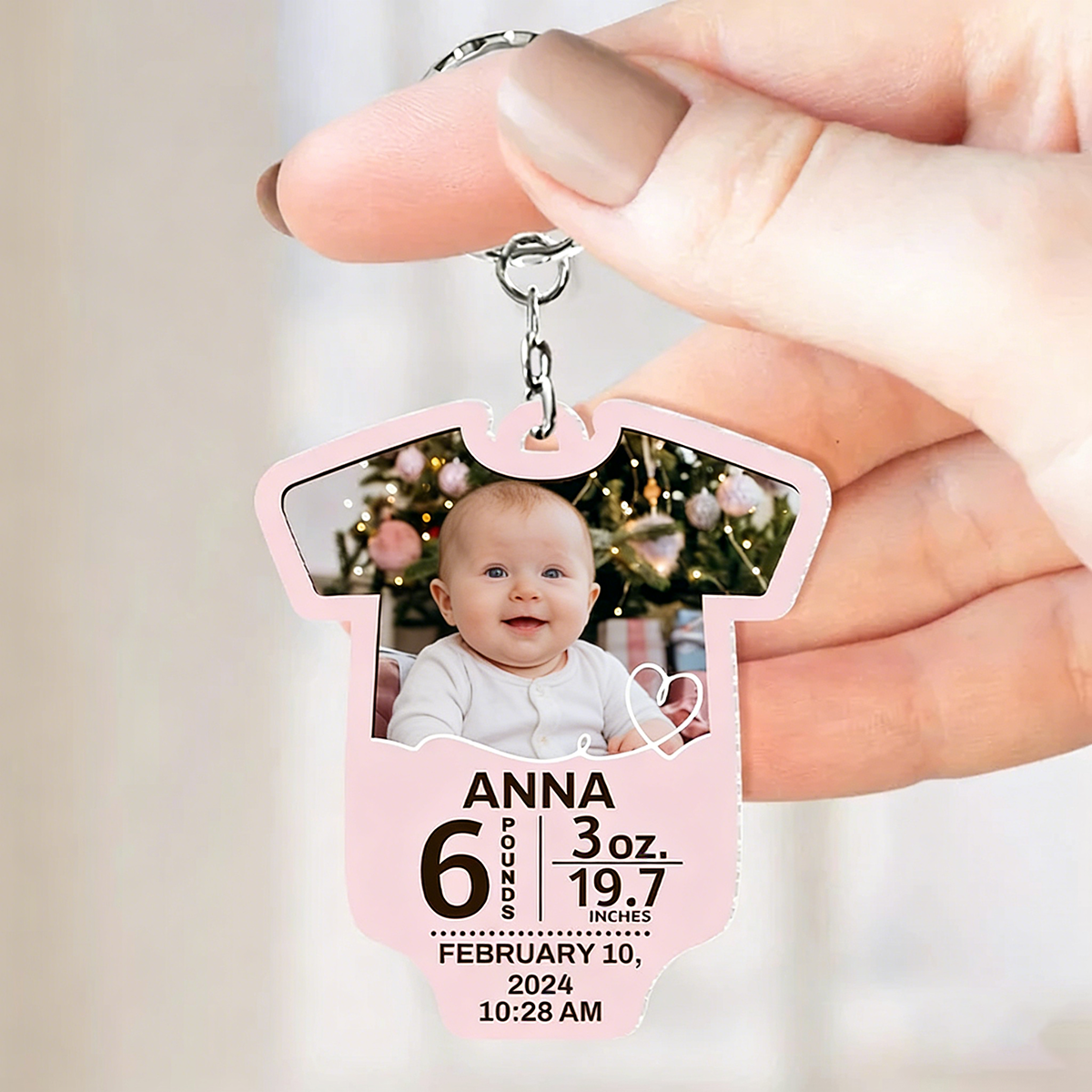 Personalized Cute Baby Acrylic Keychain With  Photo & Birth Stats | Unique Gift For New Parents & Kids