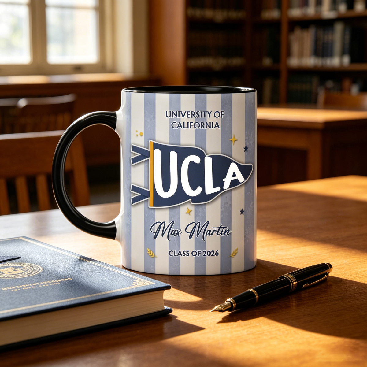 Two-Tone Strip Mug With Name & Class Of 2026 - Personalized College Graduation Gift For Her & Him