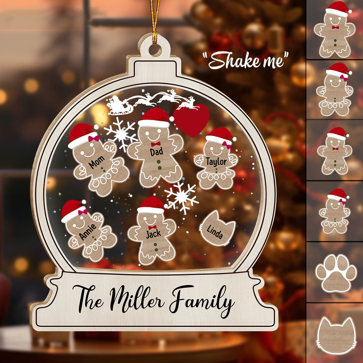 Gingerbread With Hat Family Personalized Shaker Ornament