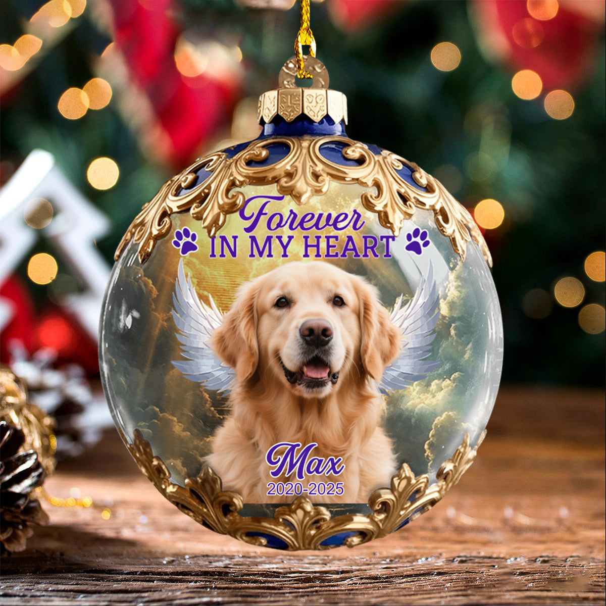 Personalized "Forever In My Heart" Pet Memorial Christmas Ornament With Name & Year Unique Sympathy Gift For Pet Lover