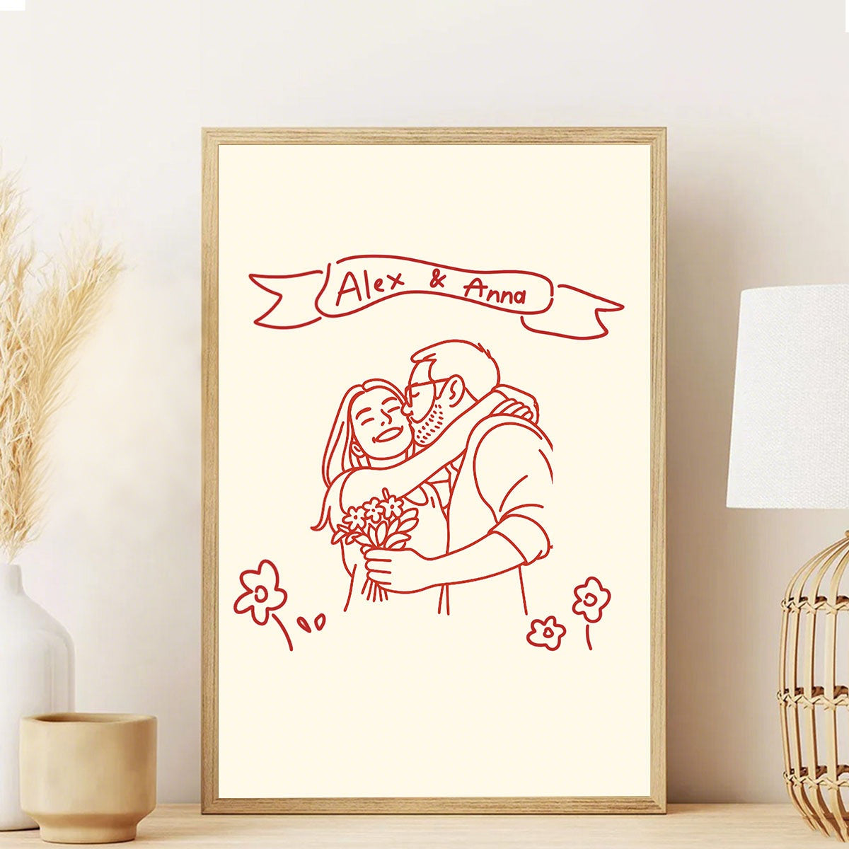 Personalized Line Drawing Couple Minimalist Drawing Poster