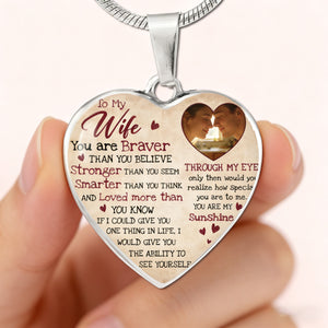 Personalized To My Wife Heart-Shaped Romantic Necklace With Photo & Name - Valentine's Day Anniversary Gift For Wife