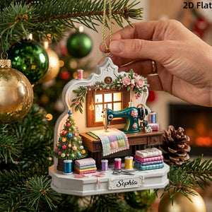 Personalized Name Tailor Sewing Machine Acrylic Ornament For Christmas Gift