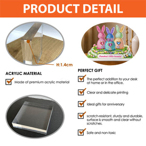 Personalized Acrylic Block Plaque With1-6 Bunnies & Names | Whimsical "Grandma's Little Bunnies" Easter Keepsake For Nana & Mimi