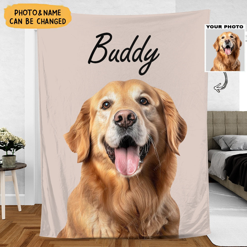 Personalized Photo Pet Ultra Soft Fleece Blanket With Dog Cat Name - Throw For Couch | Memorial | Birthday Gift For Pet Lovers