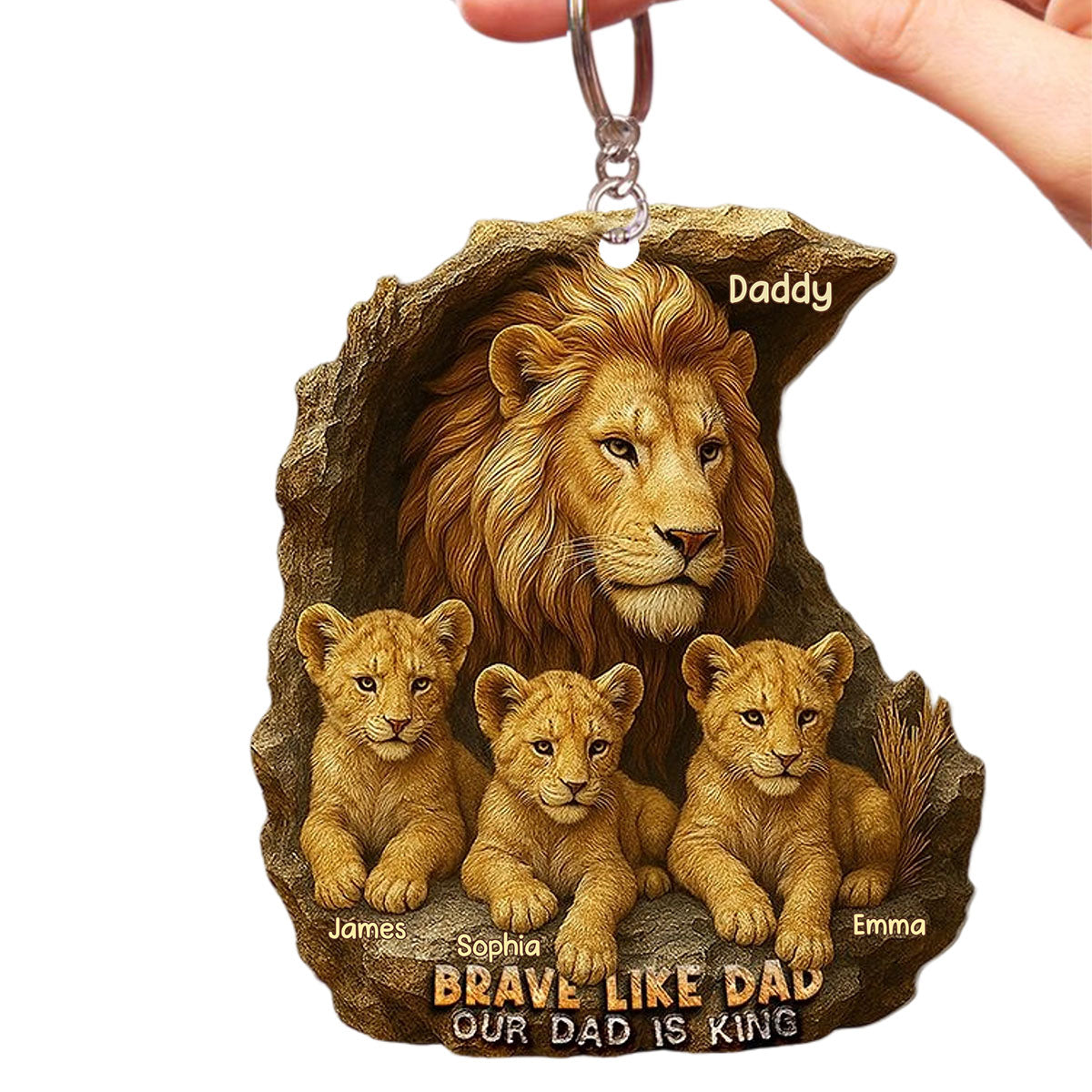 Personalized Acrylic Keychain - Brave Like Dad Our Dad Is King, Gifts For Dad,Father's Day Gift