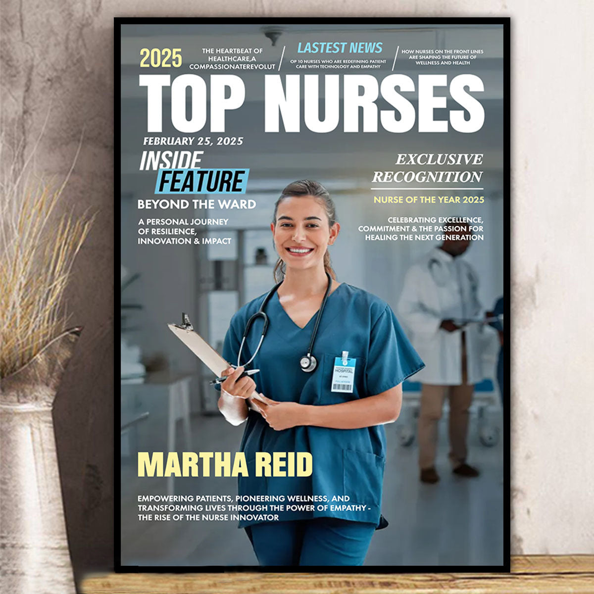 Personalized "Top Nurses" Magazine Poster With Photo Name and Text,Heartfelt Thank You Gift To Nurse Of The Year