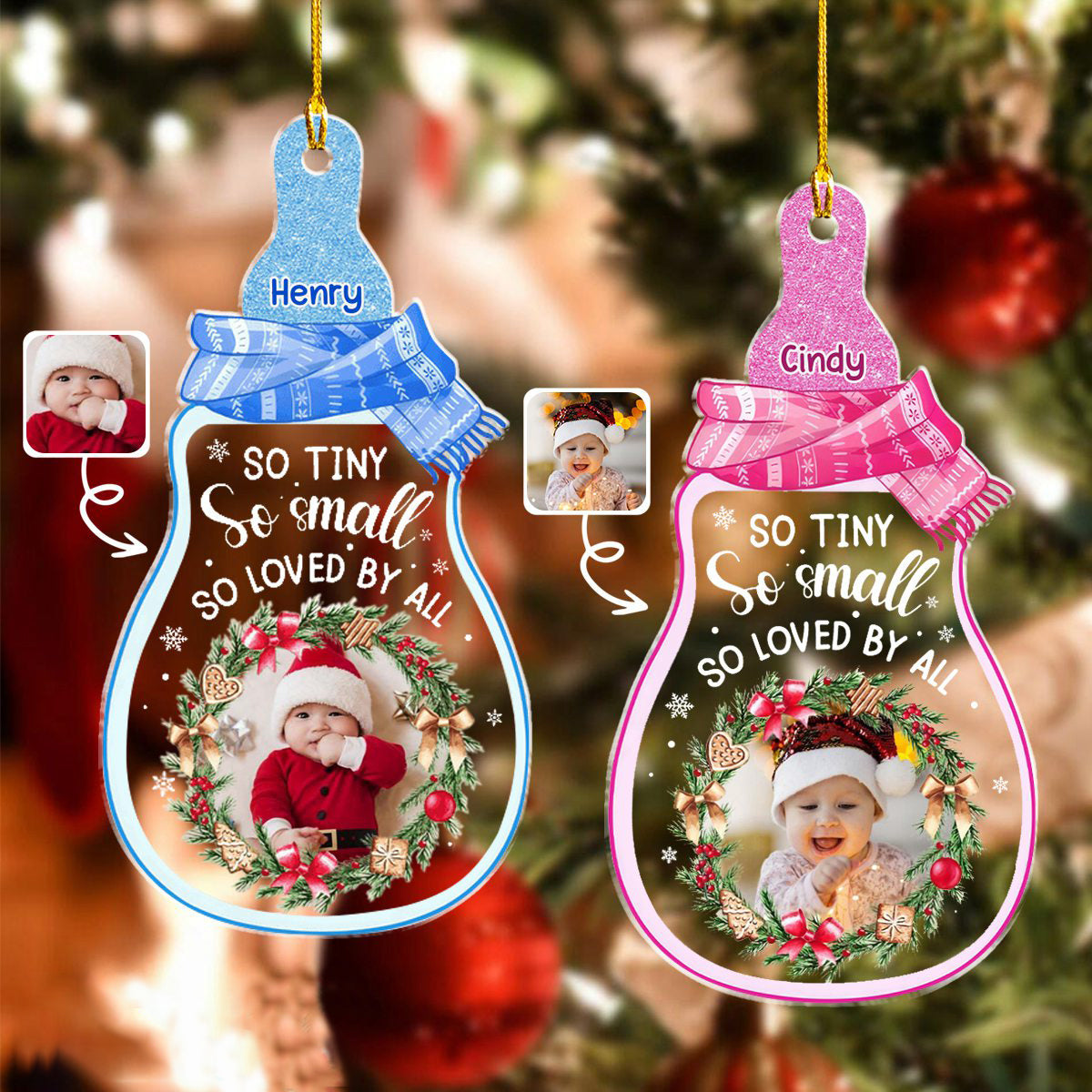 Personalized Christmas Ornament With Baby Photo & Name Gift For New Parents, So Tiny So Small So Loved By All