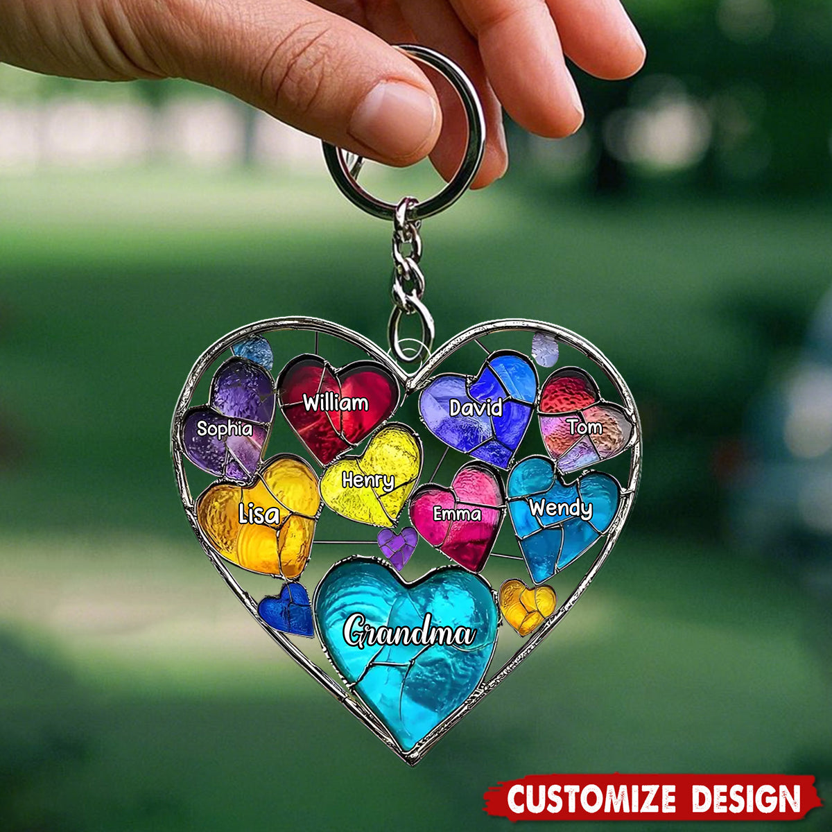 Grandma's Mom's Sweethearts - Personalized Grandma Keychain,Mother's Day Gift