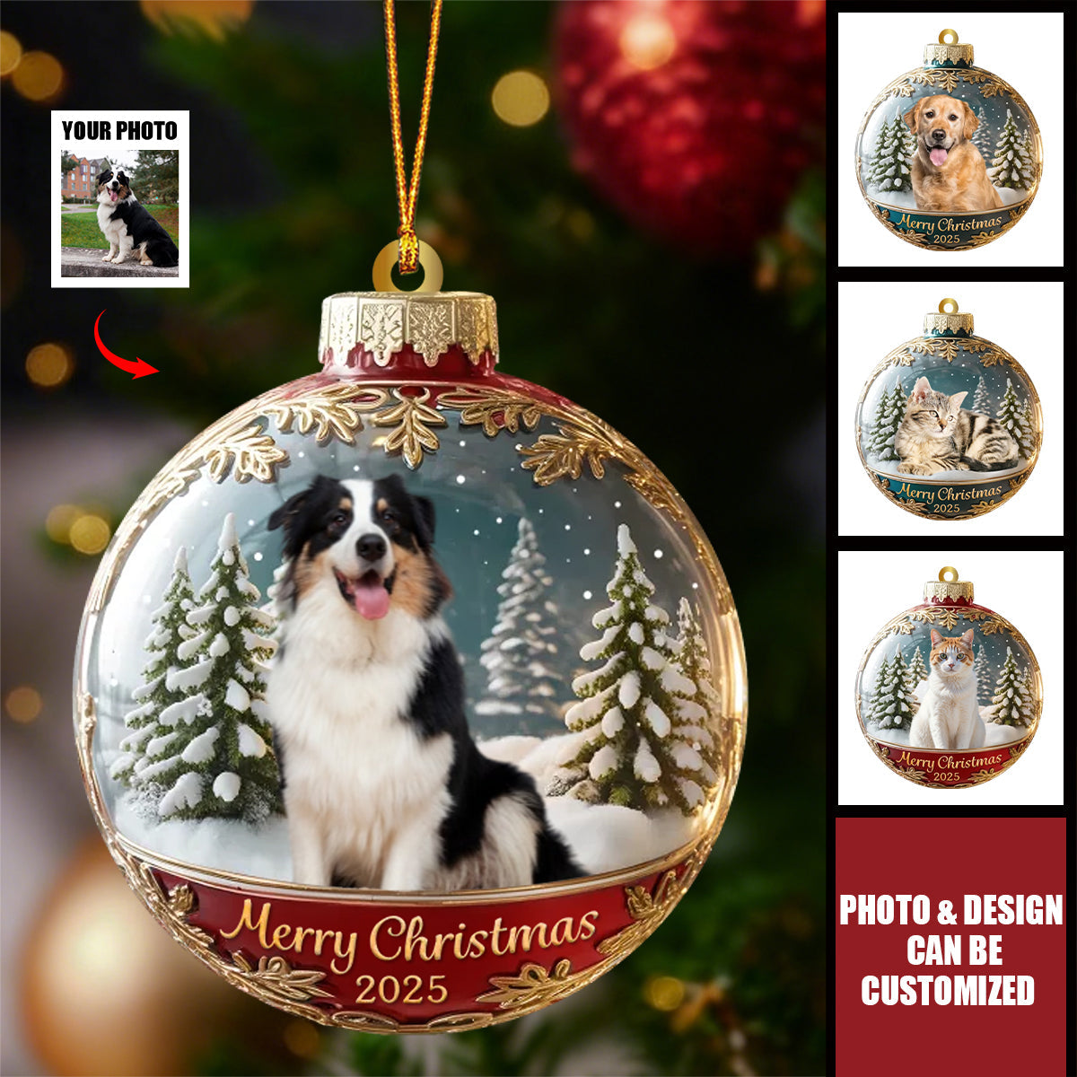 Personalized Woofmas Acrylic Ornament With Pet Or Family Picture - Heartfelt Gift Keepsake Xmas Decor For Parents & Animal Lovers
