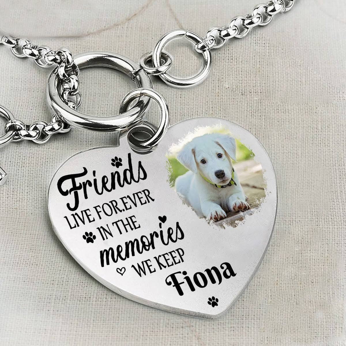 Friends Live Forever In The Memories We Keep - Personalized Photo Heart Bracelet