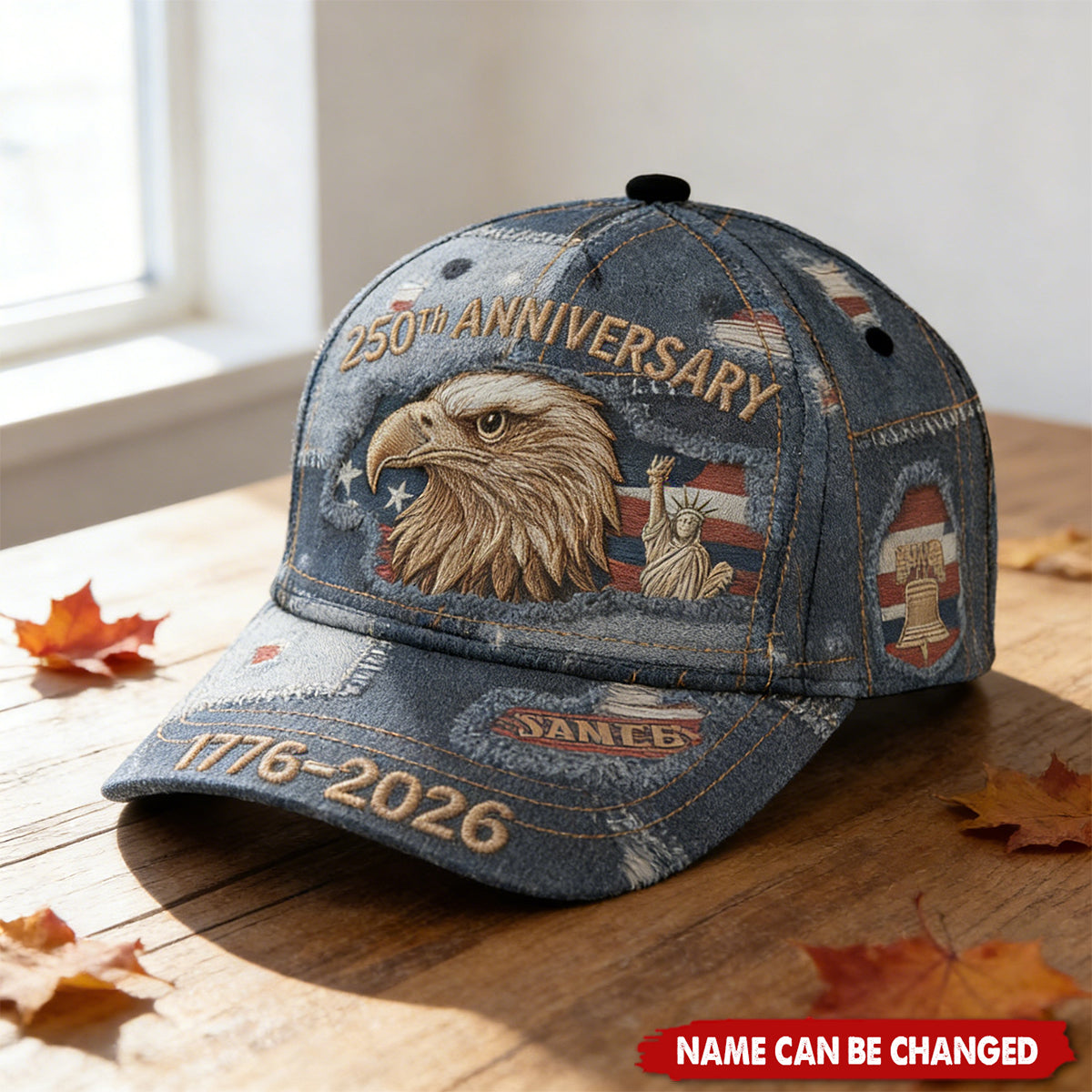 Personalized Vintage 1776-2026 Patriotic Classic Cap With Name & Eagle Design - Independence Day USA 250th Anniversary Gift For Men