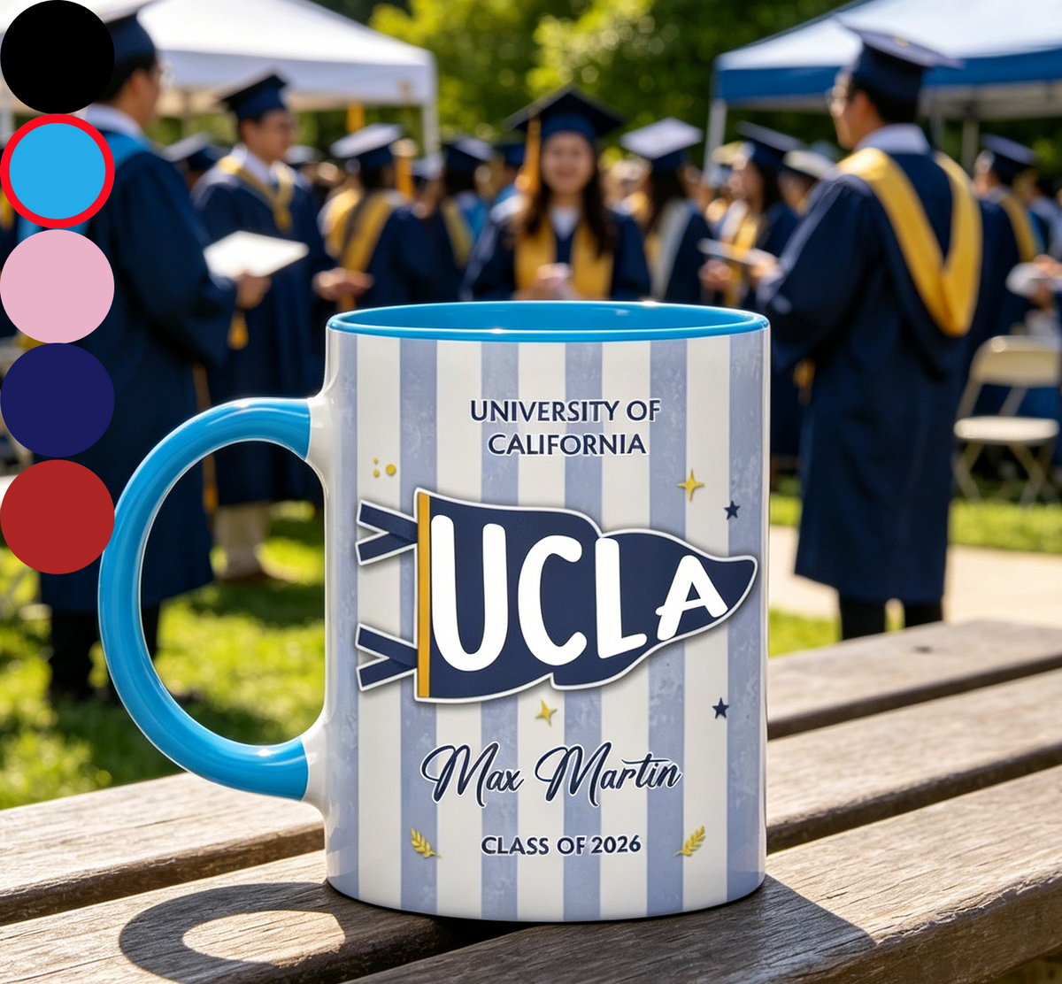 Two-Tone Strip Mug With Name & Class Of 2026 - Personalized College Graduation Gift For Her & Him