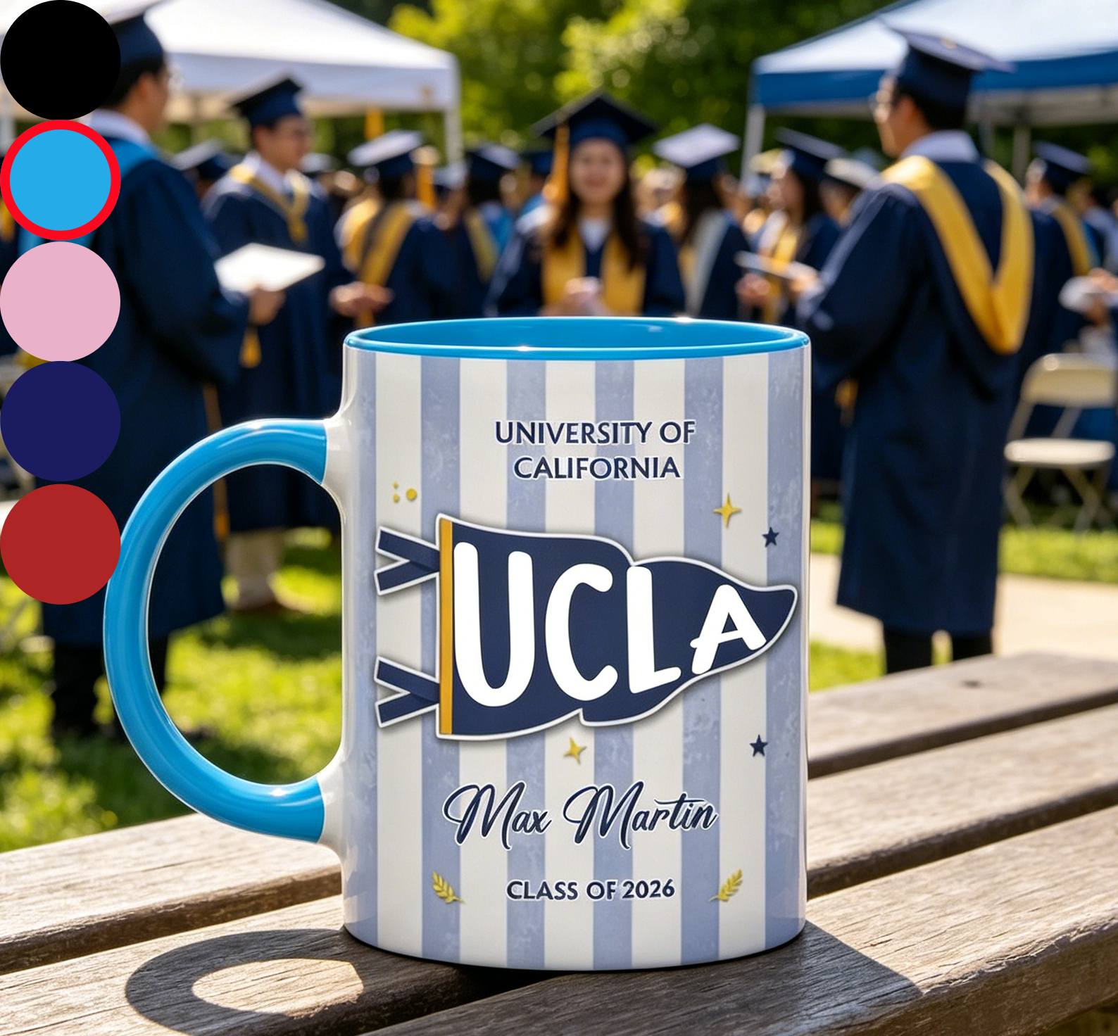 Two-Tone Strip Mug With Name & Class Of 2026 - Personalized College Graduation Gift For Her & Him