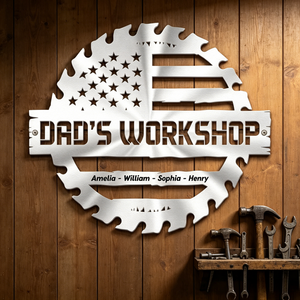 Personalized Saw Blade Metal Sign With Family Member Names | Father's Day Gift For Dads & Grandpas