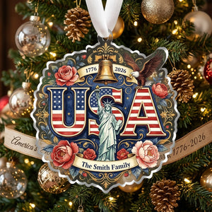 Personalized Name 250th Anniversary Ornament With USA Statue Of Liberty For Family Christmas Decor