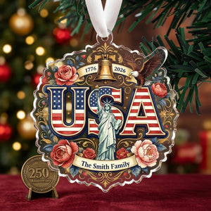 Personalized Name 250th Anniversary Ornament With USA Statue Of Liberty For Family Christmas Decor