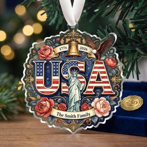 Personalized Name 250th Anniversary Ornament With USA Statue Of Liberty For Family Christmas Decor