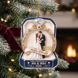 Personalized Couple Name Ornament With First Christmas As Mr & Mrs - Wedding Gift