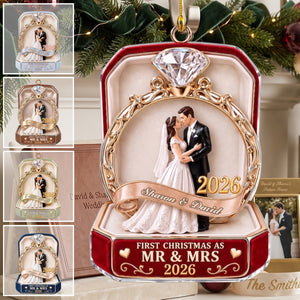 Personalized Couple Name Ornament With First Christmas As Mr & Mrs - Wedding Gift