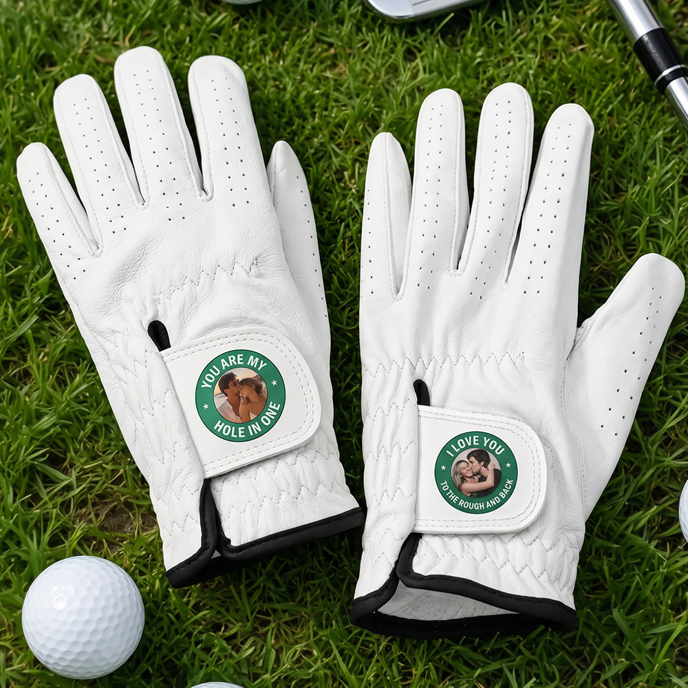Personalized Photo Leather Golf Glove With Love Quote For Couples Anniversary Gift