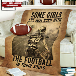 Personalized Train Hard Football Blanket With Player Name & Number & Quote | Cozy Motivation Gift For Athlete Lover Kids Teen