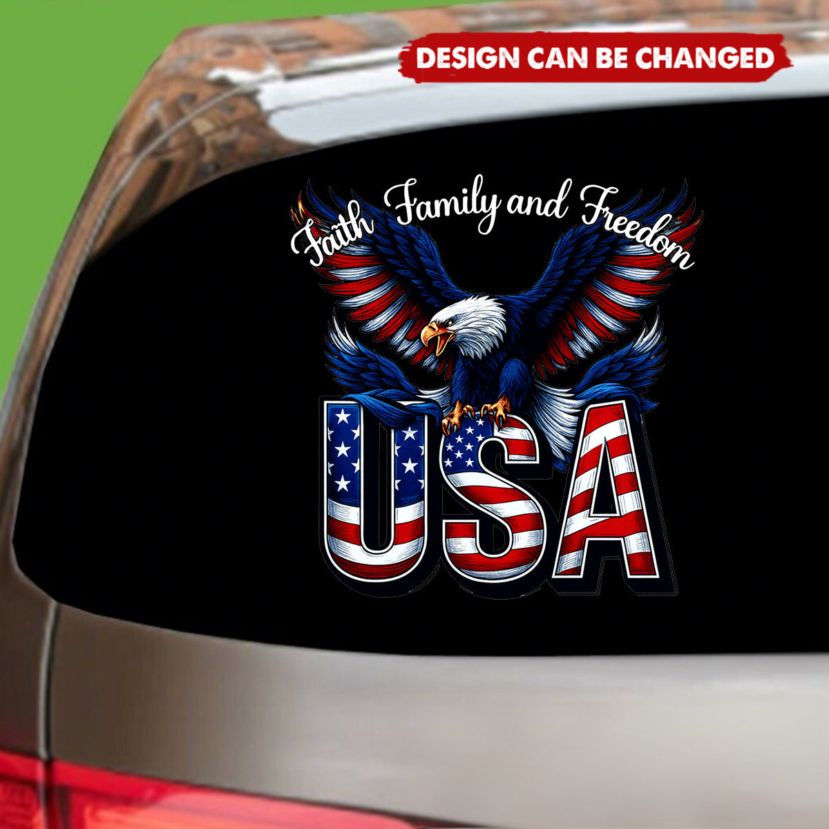 Personalized Weatherproof Patriotic Car Window Decal Sticker With USA Flag Design - 250th Anniversary Gift For Veterans & Proud Families