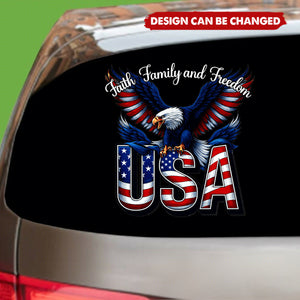 Personalized Weatherproof Patriotic Car Window Decal Sticker With USA Flag Design - 250th Anniversary Gift For Veterans & Proud Families