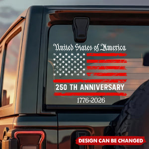 Personalized UV-Resistant American Flag Car Window Sticker With 250th Anniversary 1776-2026 Design - 2026 Independence Day Decor For Vehicle