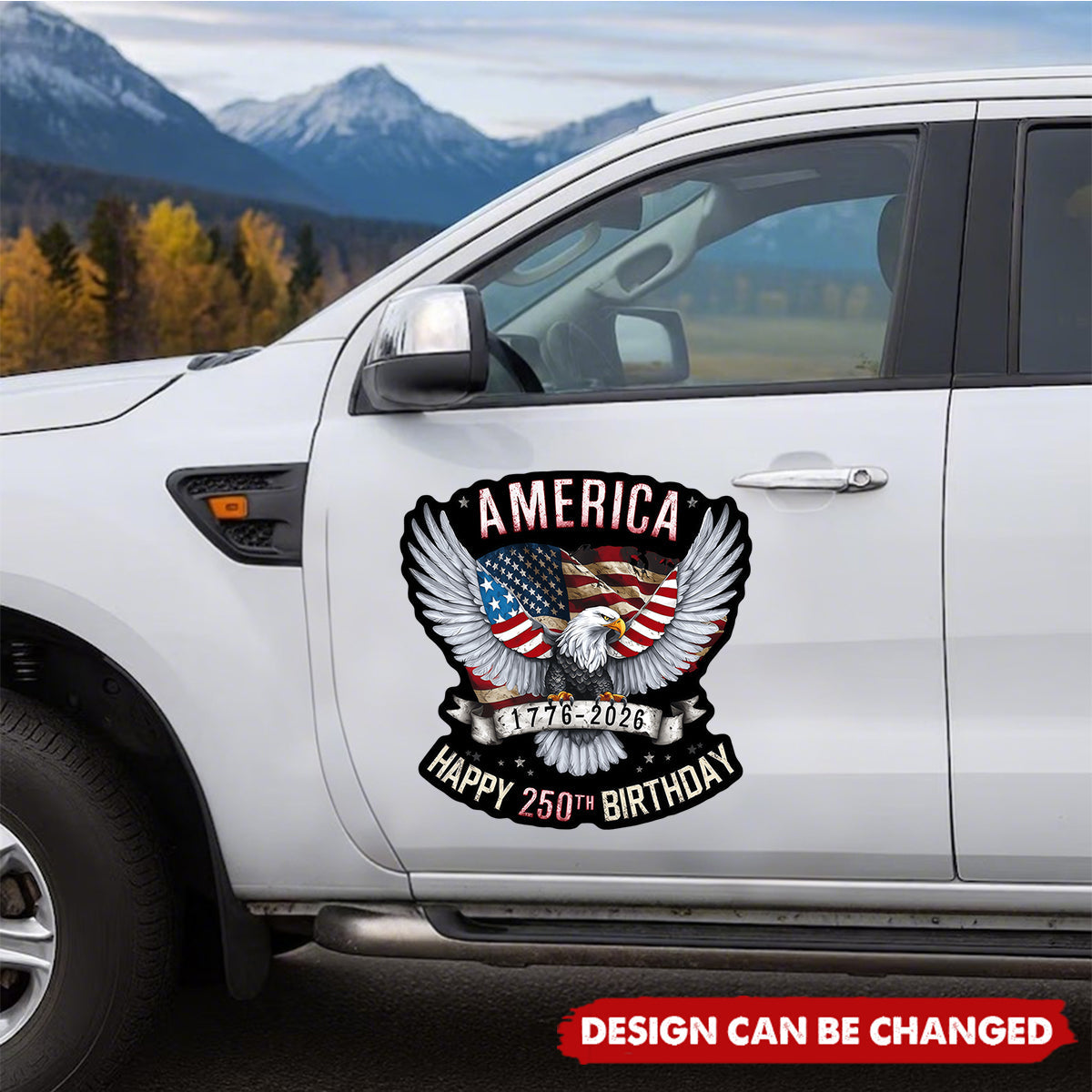 Personalized Bold American Flag Car Window Decal With 250th USA Birthday - Meaningful Independence Day Gift For Veterans & Families