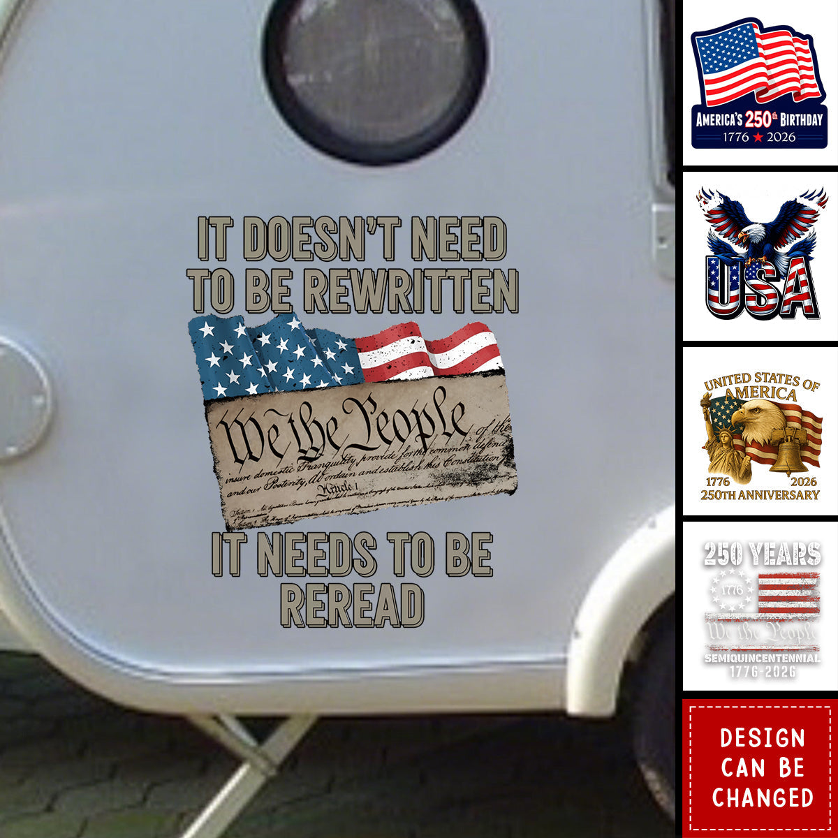 Personalized Patriotic Car Window Decal With United States 250th Anniversary 1776-2026 Design - Independence Day Decor For Vehicle