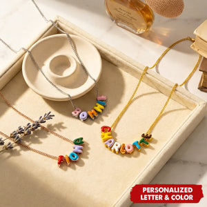 Personalized Colorful Enamel Bubble Letter Name Necklace - Birthday Gift for Friends Family