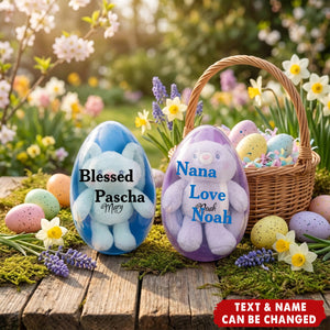 Personalized Stretchable Plush Bunny & Jumbo Easter Egg Set With Names |  Easter Gift For Kids
