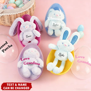 Personalized Stretchable Plush Bunny & Jumbo Easter Egg Set With Names |  Easter Gift For Kids
