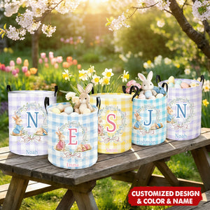 Personalized Cute Laundry Basket With Initial & Name - Easter Day Gift for Kids