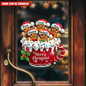 Personalized Merry Christmas Gingerbread Family Decal With 2-10 Name,Sweet Christmas Decoration To Celebrate Family