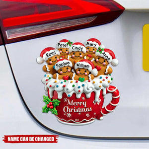 Personalized Merry Christmas Gingerbread Family Decal With 2-10 Name,Sweet Christmas Decoration To Celebrate Family