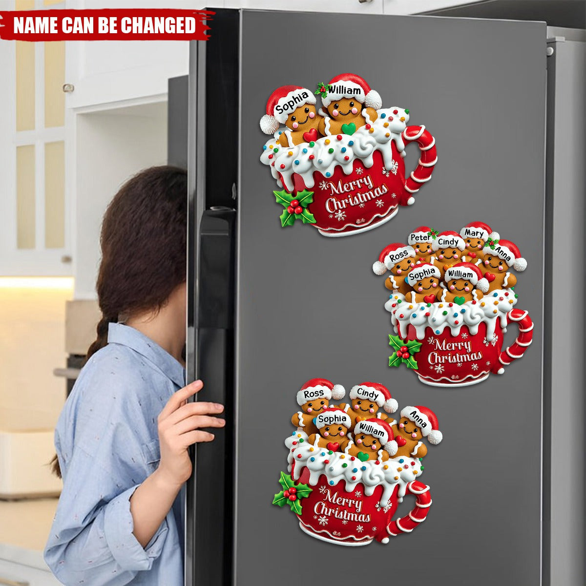 Personalized Merry Christmas Gingerbread Family Decal With 2-10 Name Sweet Christmas Decoration To Celebrate Family