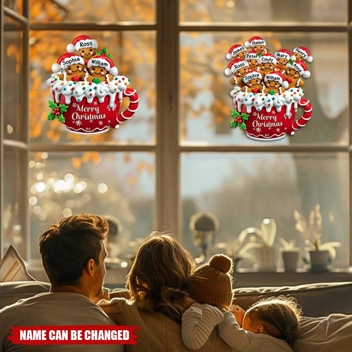 Personalized Merry Christmas Gingerbread Family Decal With 2-10 Name Sweet Christmas Decoration To Celebrate Family