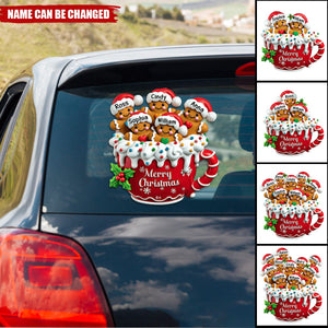 Personalized Merry Christmas Gingerbread Family Decal With 2-10 Name,Sweet Christmas Decoration To Celebrate Family