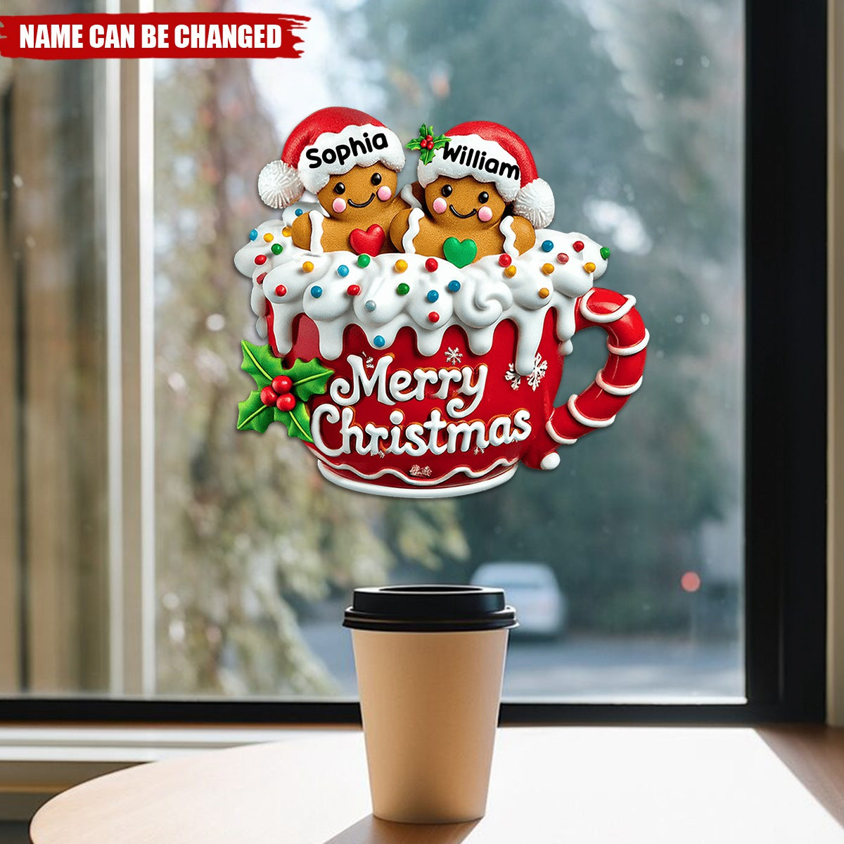Personalized Christmas Gingerbread Cup Family Decal with 2-10 Names,"Put" The Family Into Gingerbread Cups To Welcome Christmas