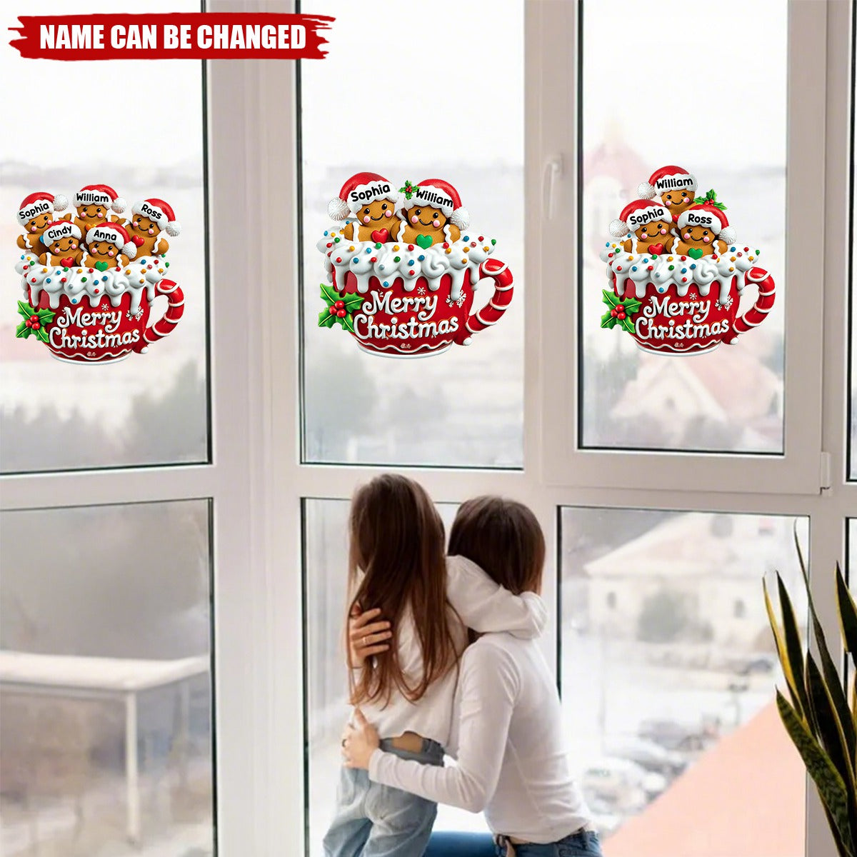 Personalized Christmas Gingerbread Cup Family Decal with 2-10 Names,"Put" The Family Into Gingerbread Cups To Welcome Christmas