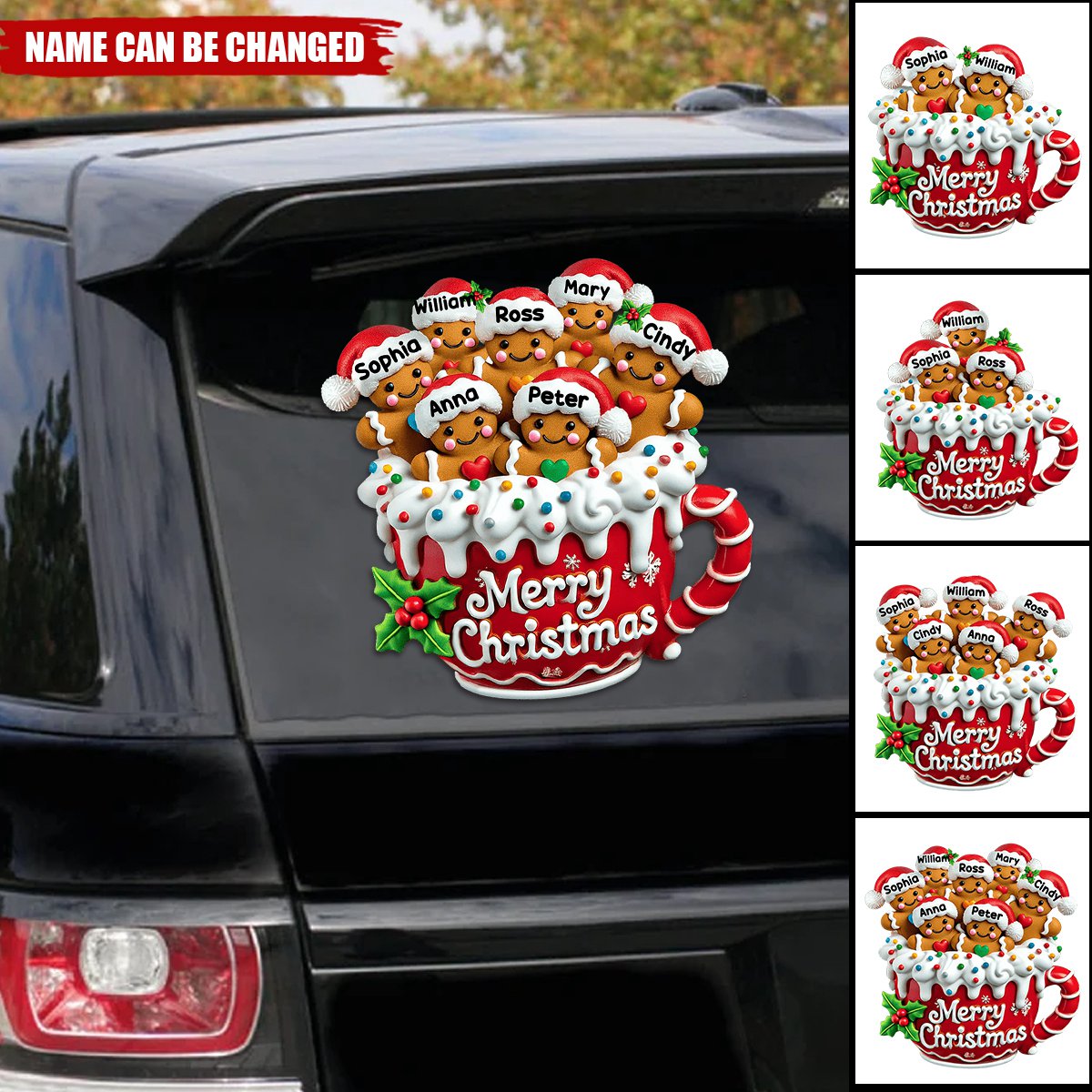Personalized Christmas Gingerbread Cup Family Decal with 2-10 Names,"Put" The Family Into Gingerbread Cups To Welcome Christmas