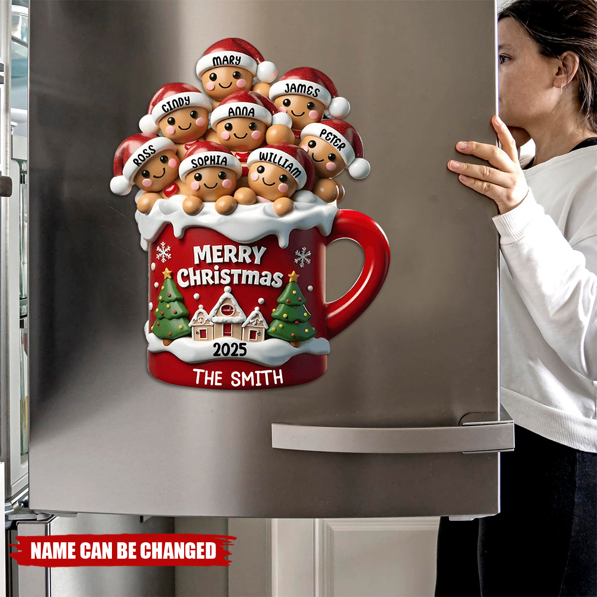 Personalized Gingerbread Family In Hot Cocoa Decal With 2-10 Names & Year Custom Christmas Decor For Family