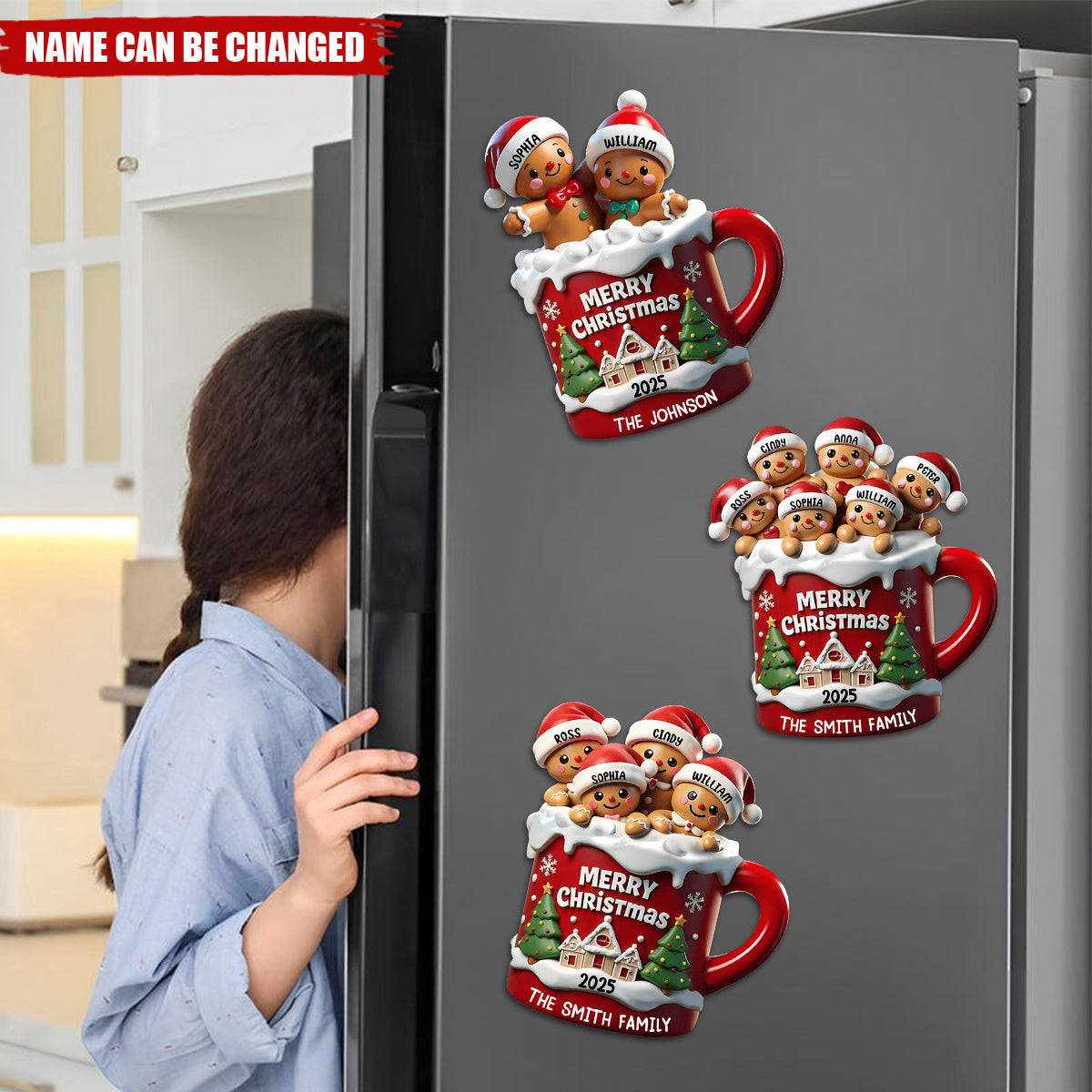 Personalized Gingerbread Family In Hot Cocoa Decal With 2-10 Names & Year Custom Christmas Decor For Family