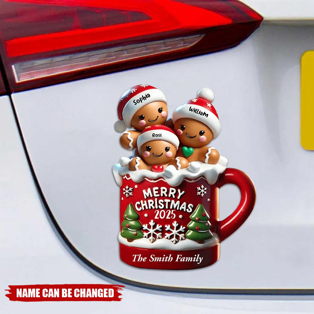 Personalized Gingerbread Family In Hot Cocoa Decal With 2-10 Names & Year,Unique Christmas Decoration For Your Family Home