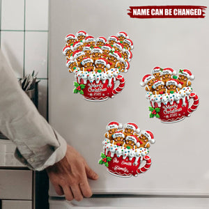 Personalized Gingerbread Family Acrylic Fridge Magnet With 2-20 Names,Christmas Touch To Your Kitchen & Refrigerator