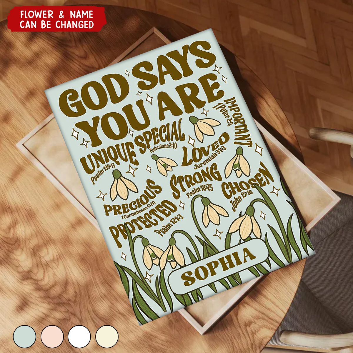 Personalized "God Says You Are" Canvas Poster With Flower & Name Unique Motivational Wall Art For Your Space